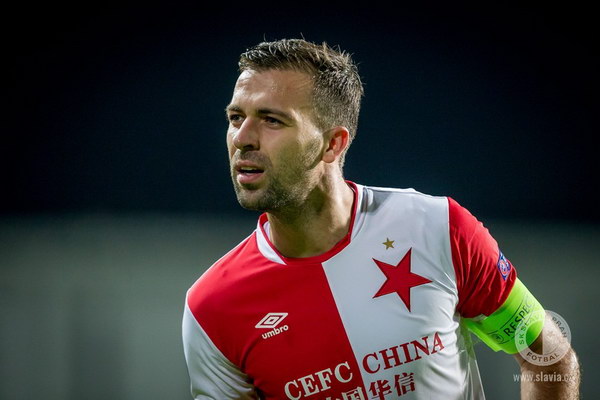 Střelec obou branek Slavie Pepa Hušbauer.